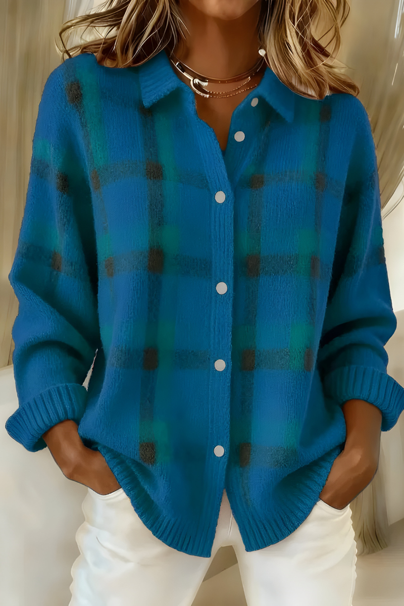 Camille | Cardigan Écossais Boutonné