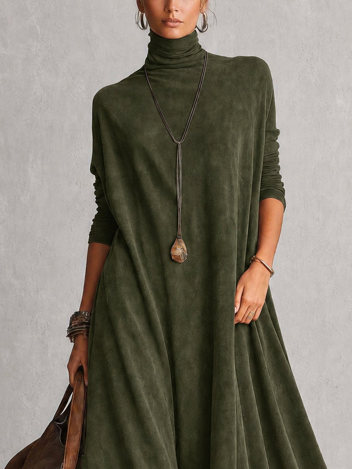 BRUNELLA | Robe Longue Effet Suédé avec Ourlet en Dentelle