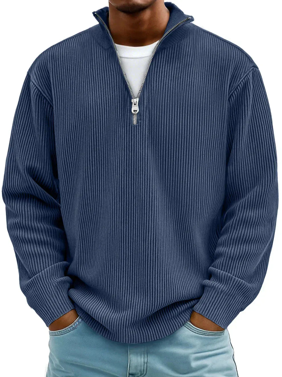 Pull Zippé Côtelé