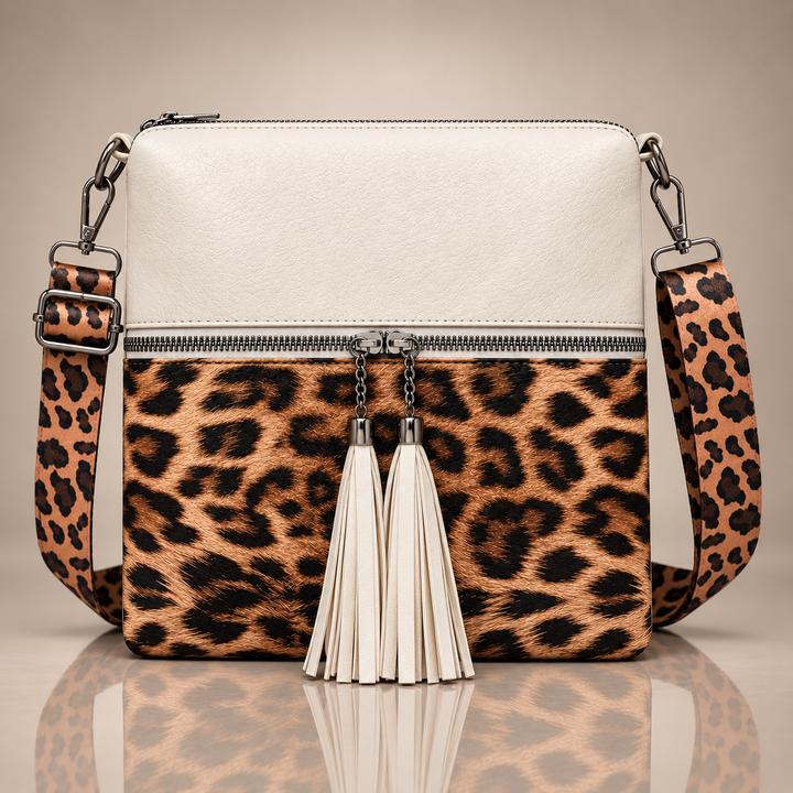 Lilianne | Sac bandoulière léopard à pompons