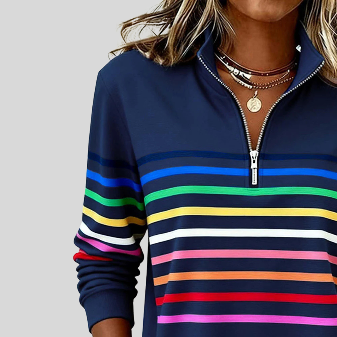 Isabelle™ | Sweat-shirt à col zippé coloré à rayures