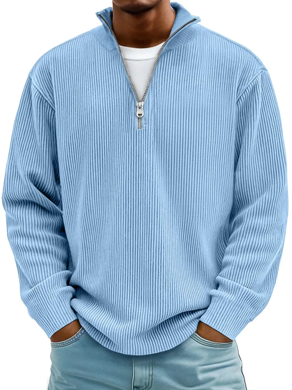Pull Zippé Côtelé