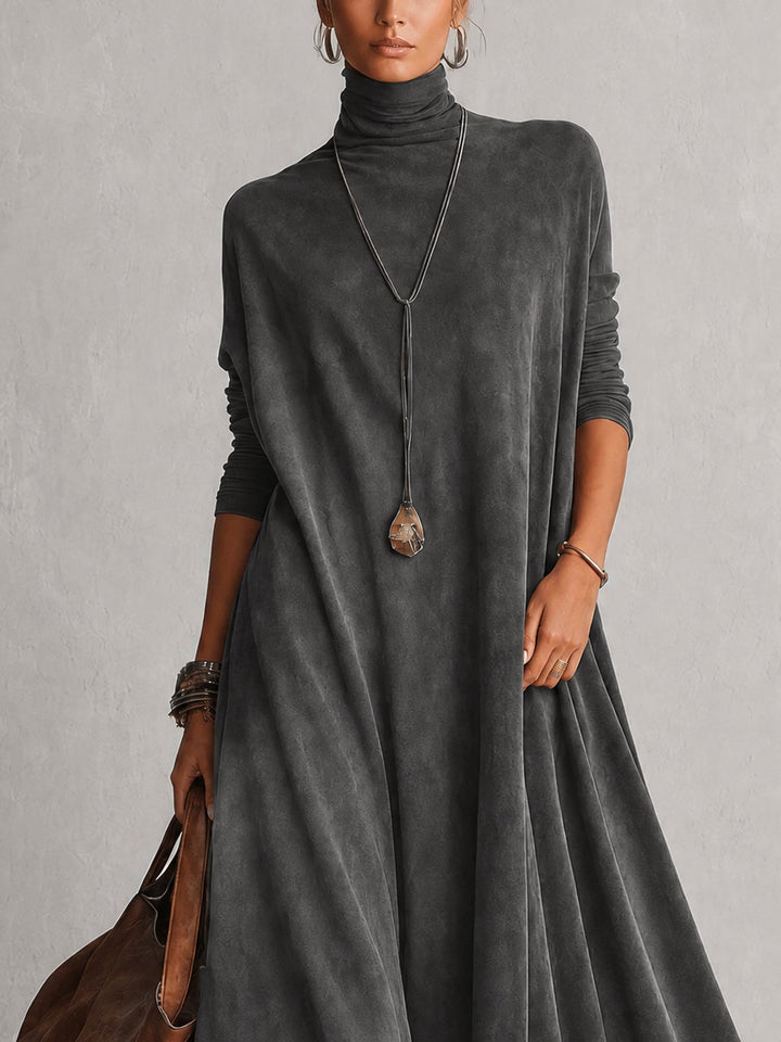 BRUNELLA | Robe Longue Effet Suédé avec Ourlet en Dentelle