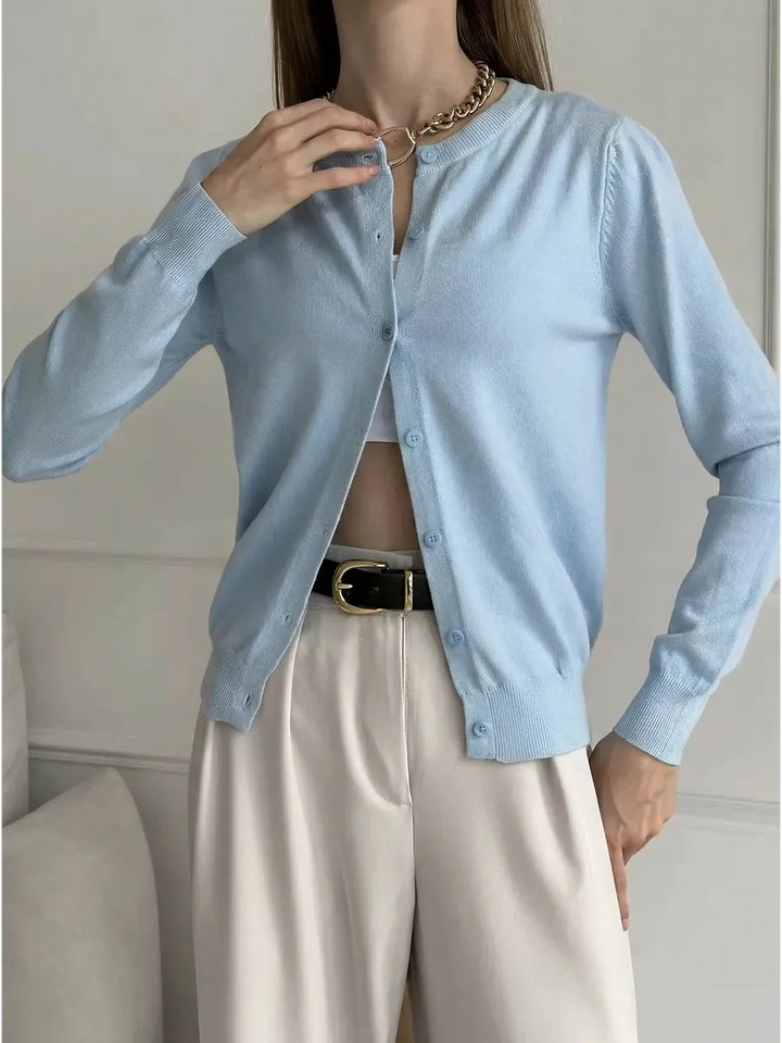 Cardigan femme boutonné — Bleu clair — vue 9