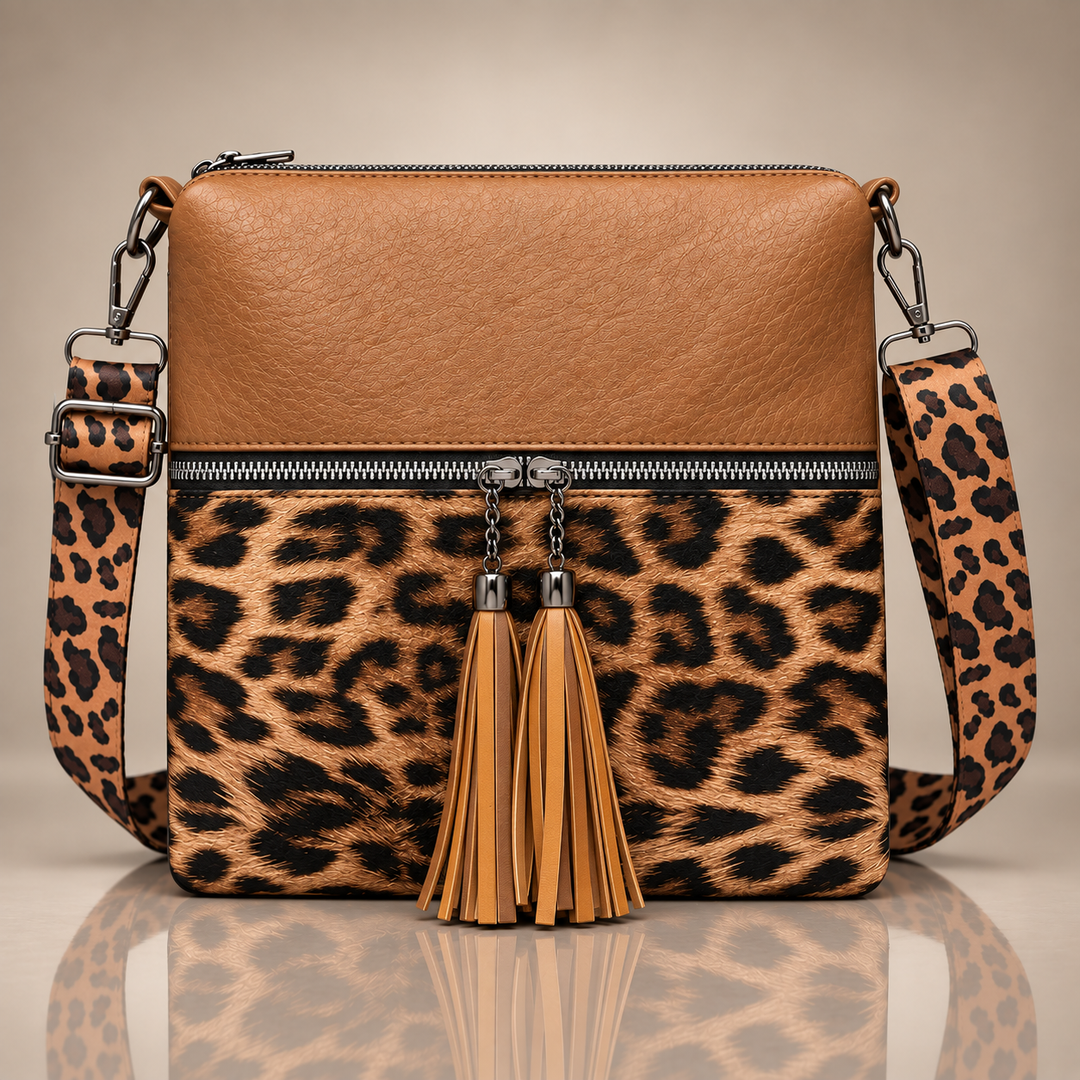 Lilianne | Sac bandoulière léopard à pompons