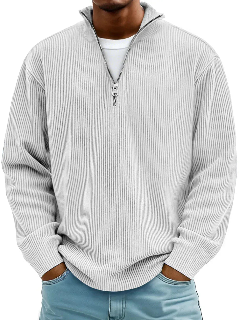 Pull Zippé Côtelé