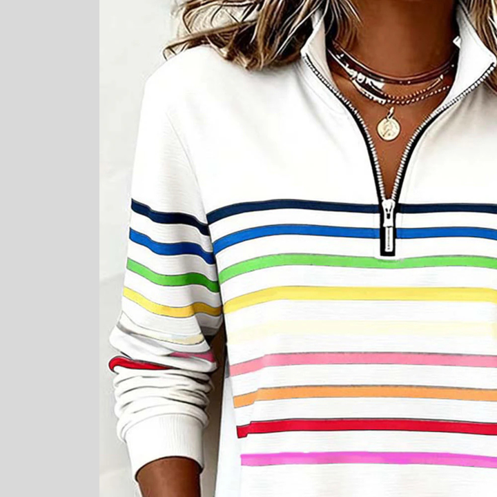 Isabelle™ | Sweat-shirt à col zippé coloré à rayures