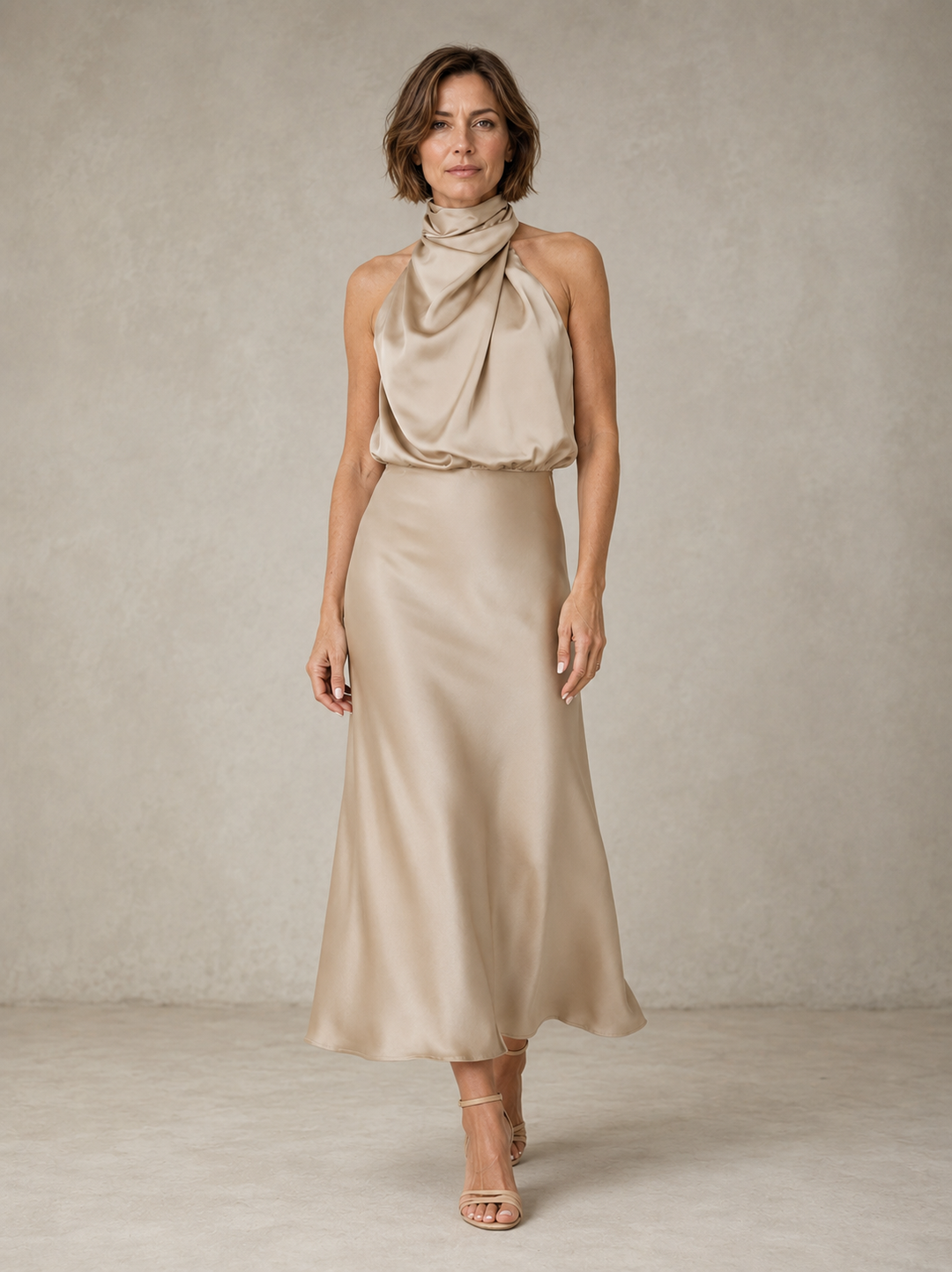 Harper | Robe de Soirée Satinée à Col Halter
