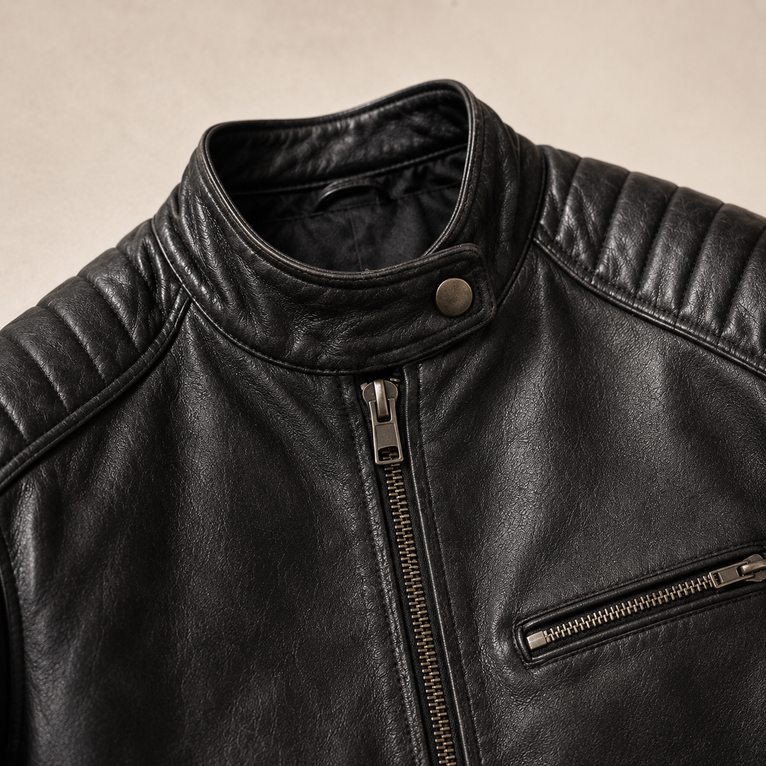 Maddox | Blouson biker en cuir vintage