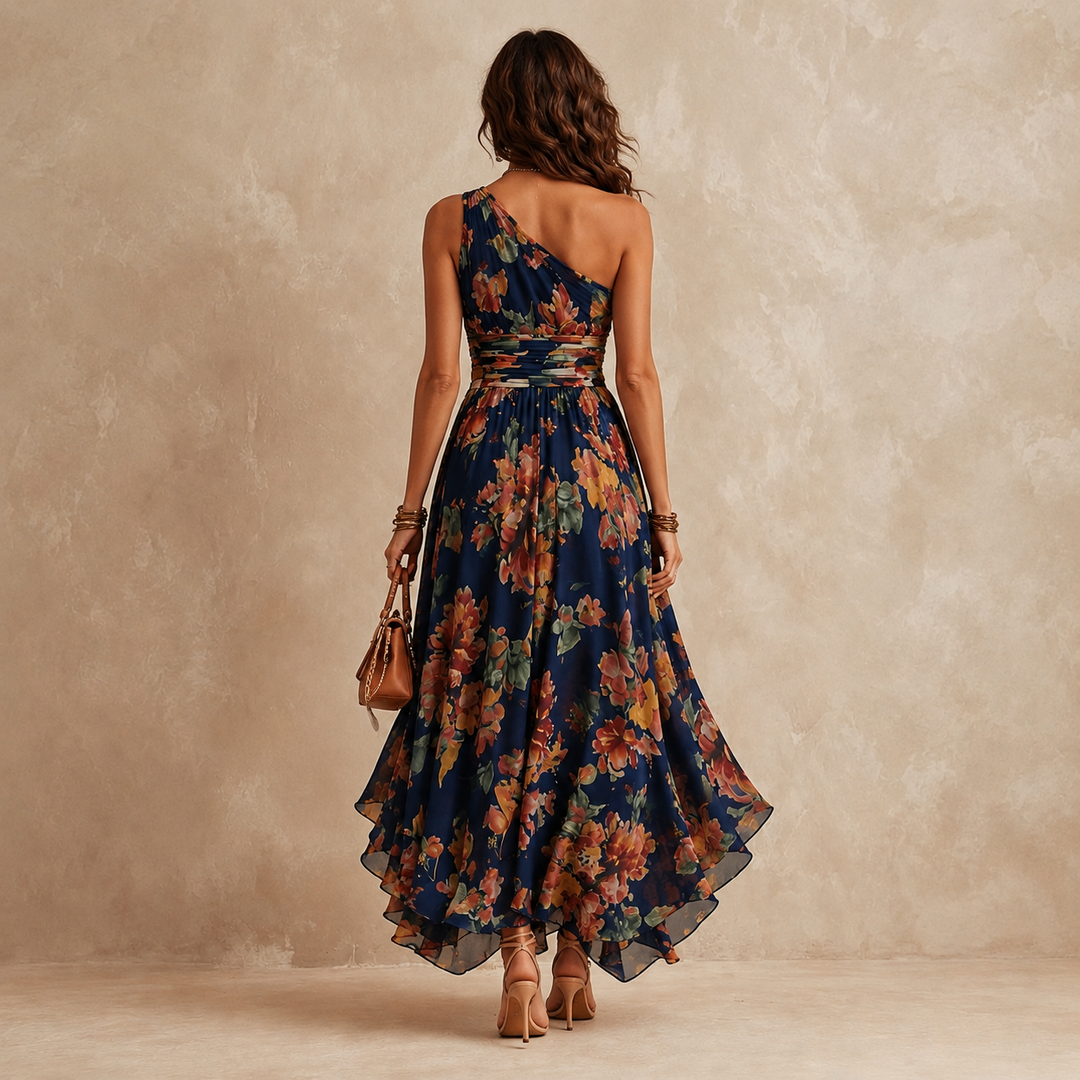 Celeste | Robe Maxi à Une Épaule Florale