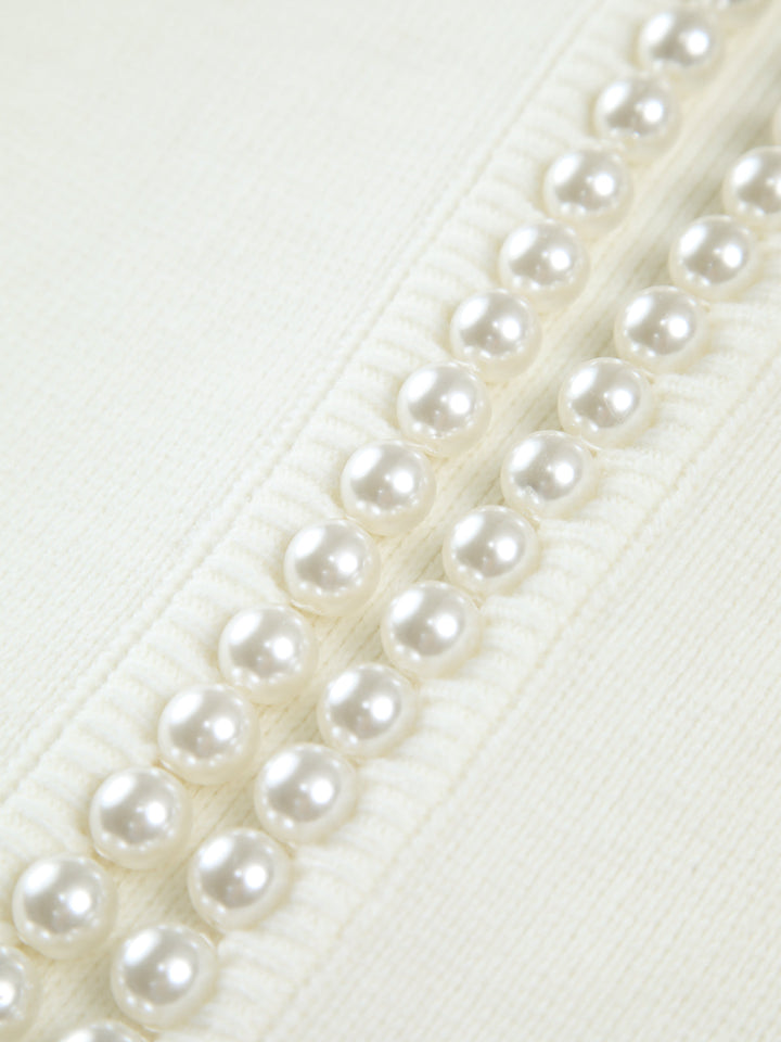 Cardigan à Ourlet Déchiré avec Détails en Perles