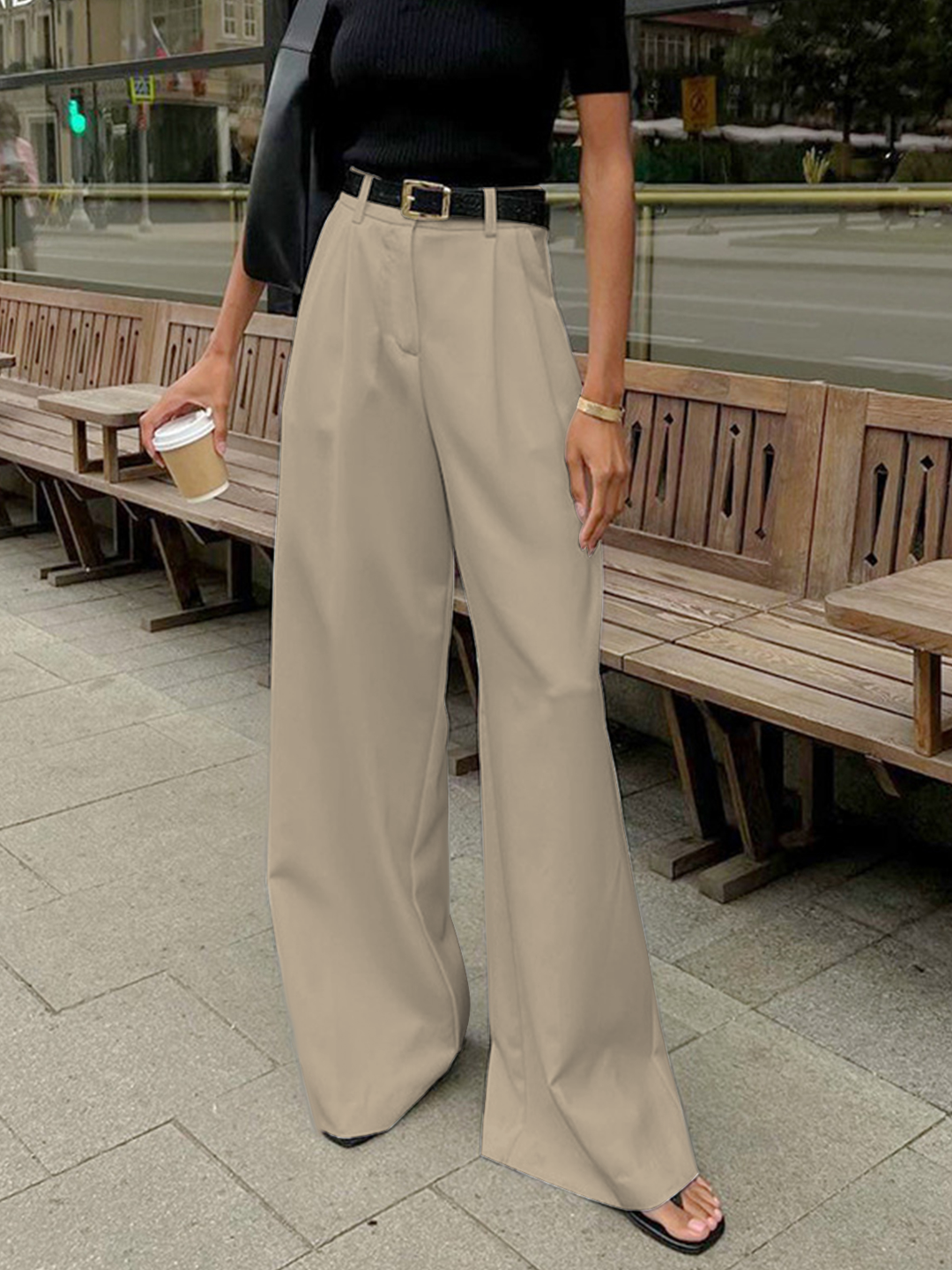 Pantalons larges unis sans ceinture
