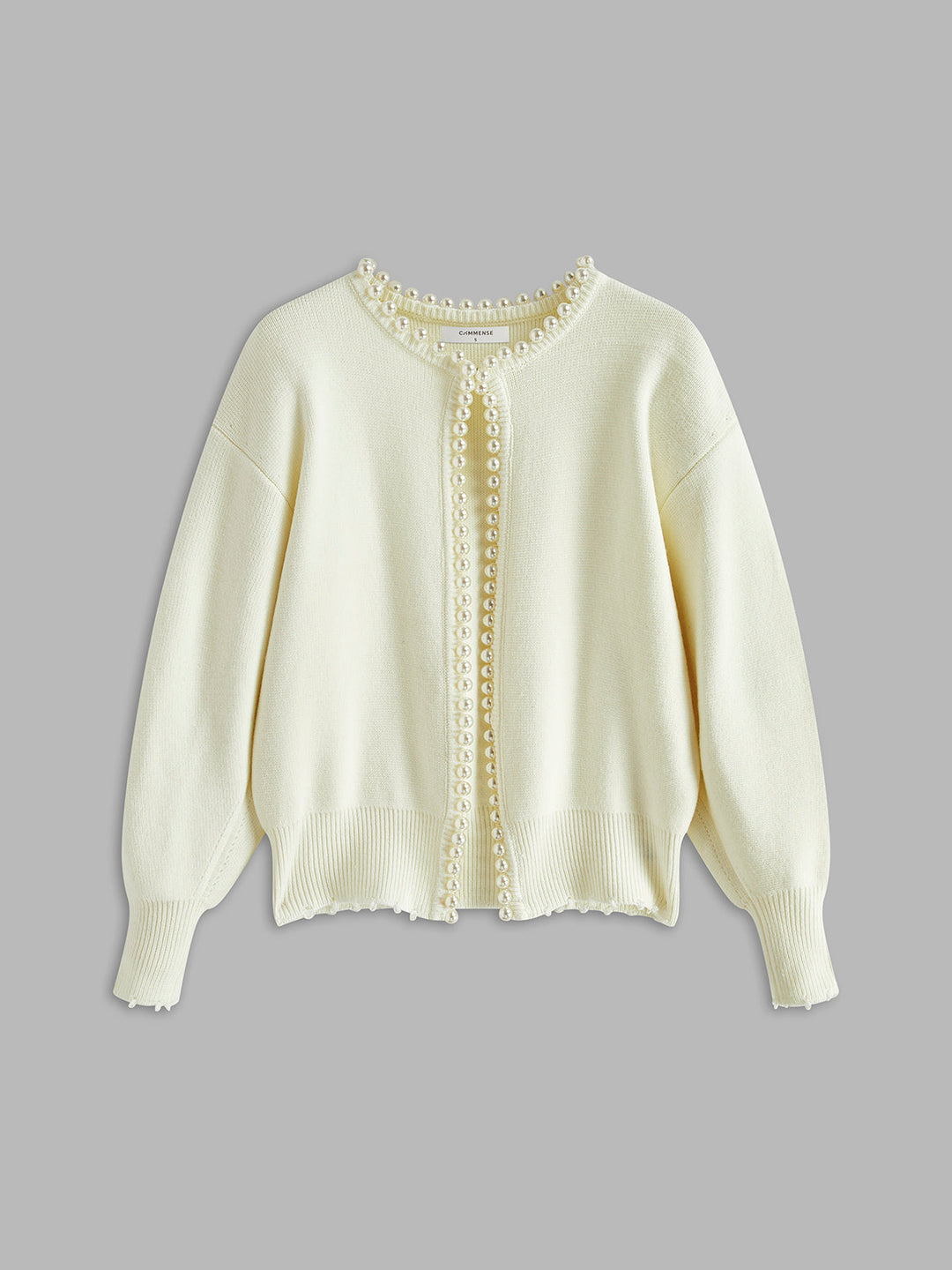 Cardigan à Ourlet Déchiré avec Détails en Perles
