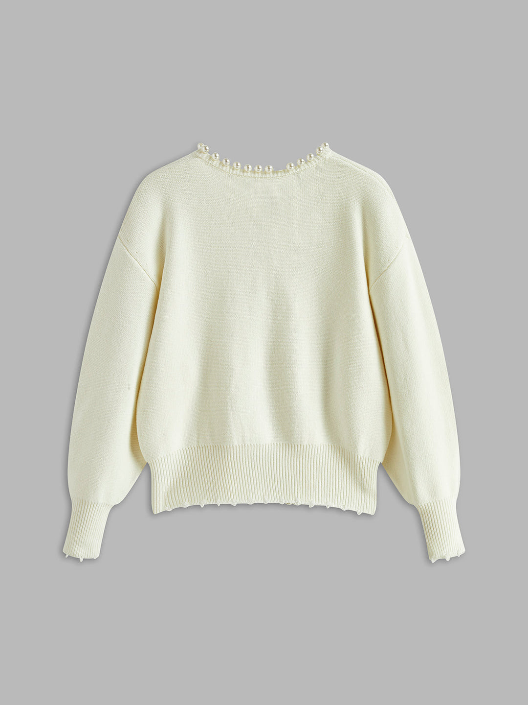 Cardigan à Ourlet Déchiré avec Détails en Perles