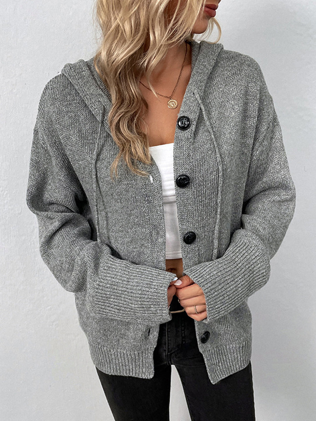 Cardigan à capuche avec cordon de serrage