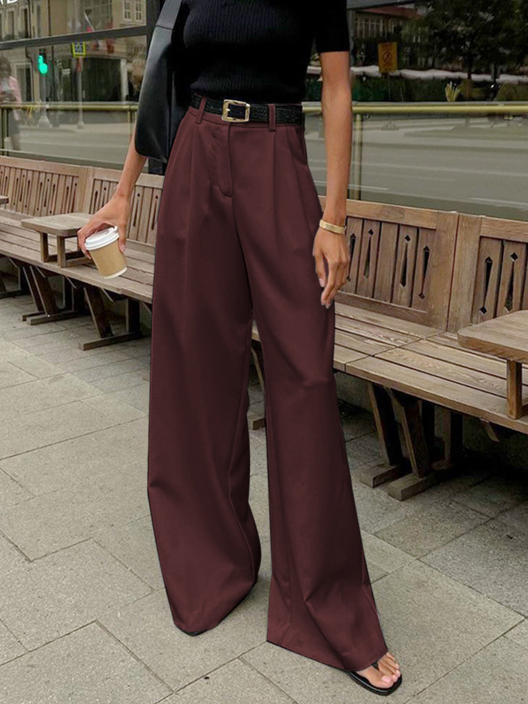 Pantalons larges unis sans ceinture
