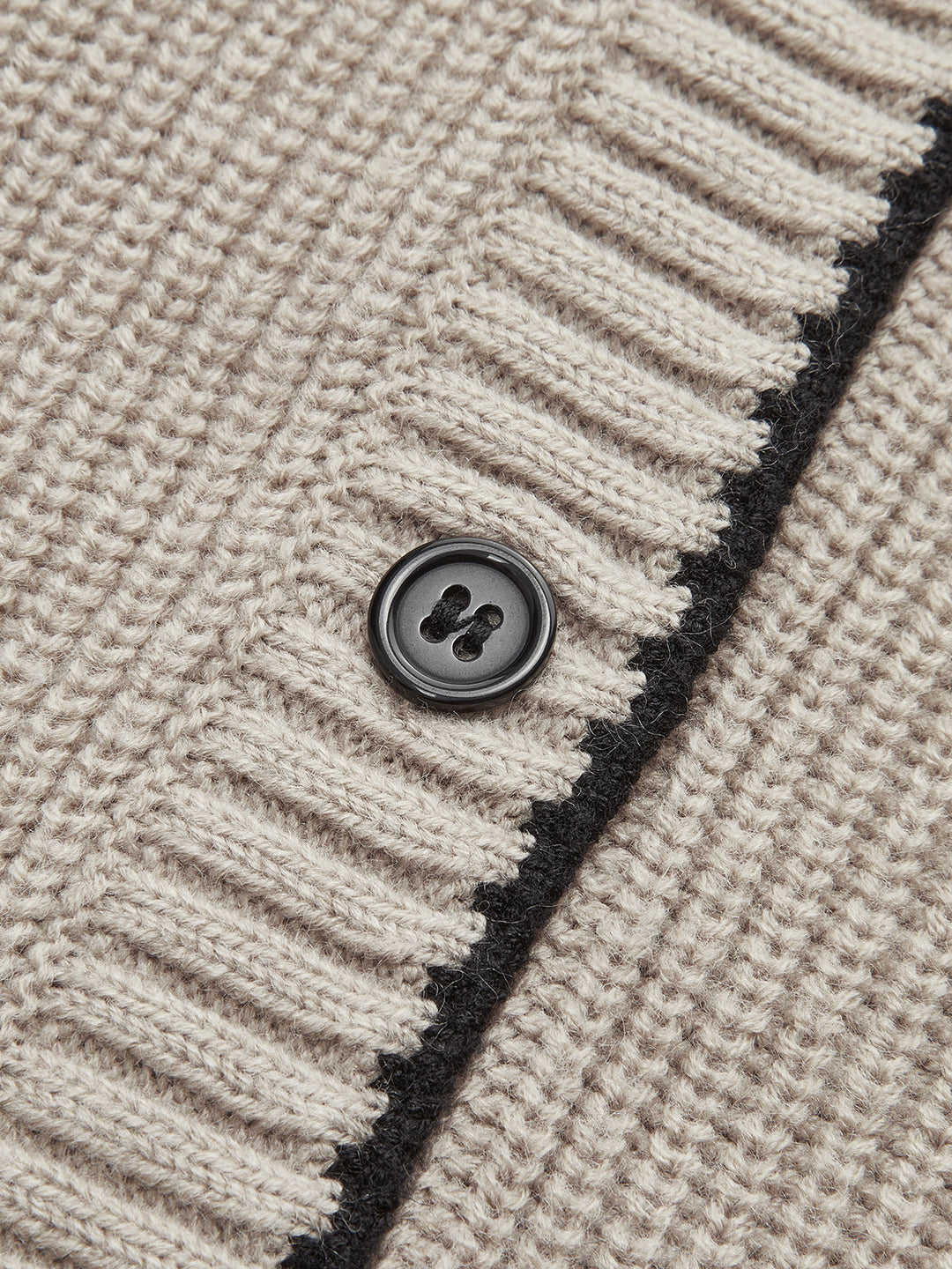 Cardigan en Laine Mélangée avec Détail Contrasté au Col