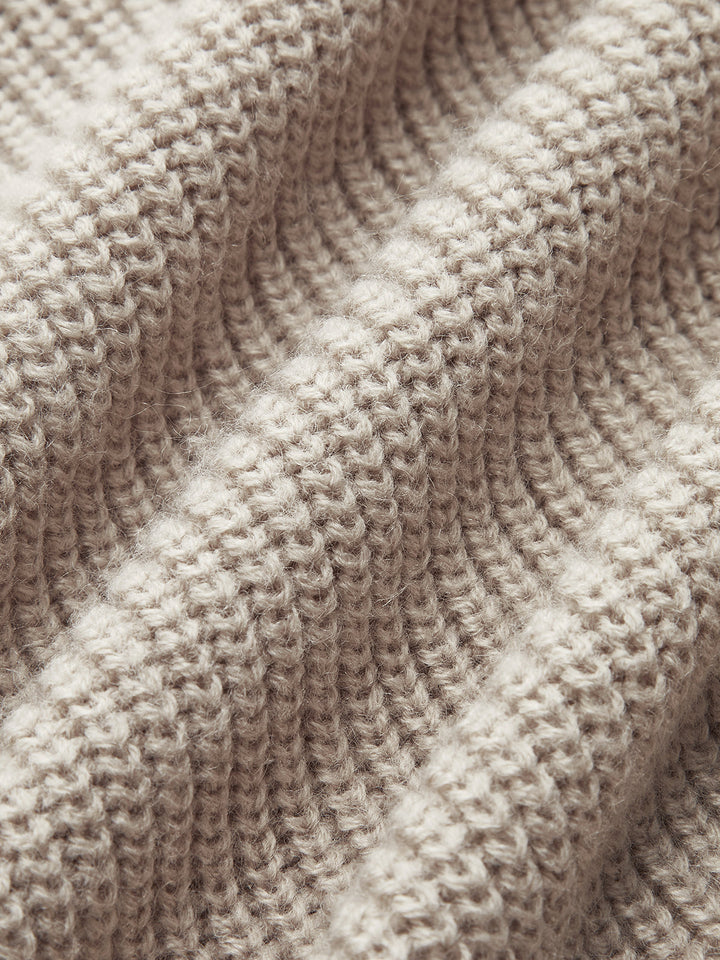 Cardigan en Laine Mélangée avec Détail Contrasté au Col