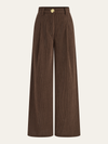 Pantalons plissés en velours côtelé à jambes larges