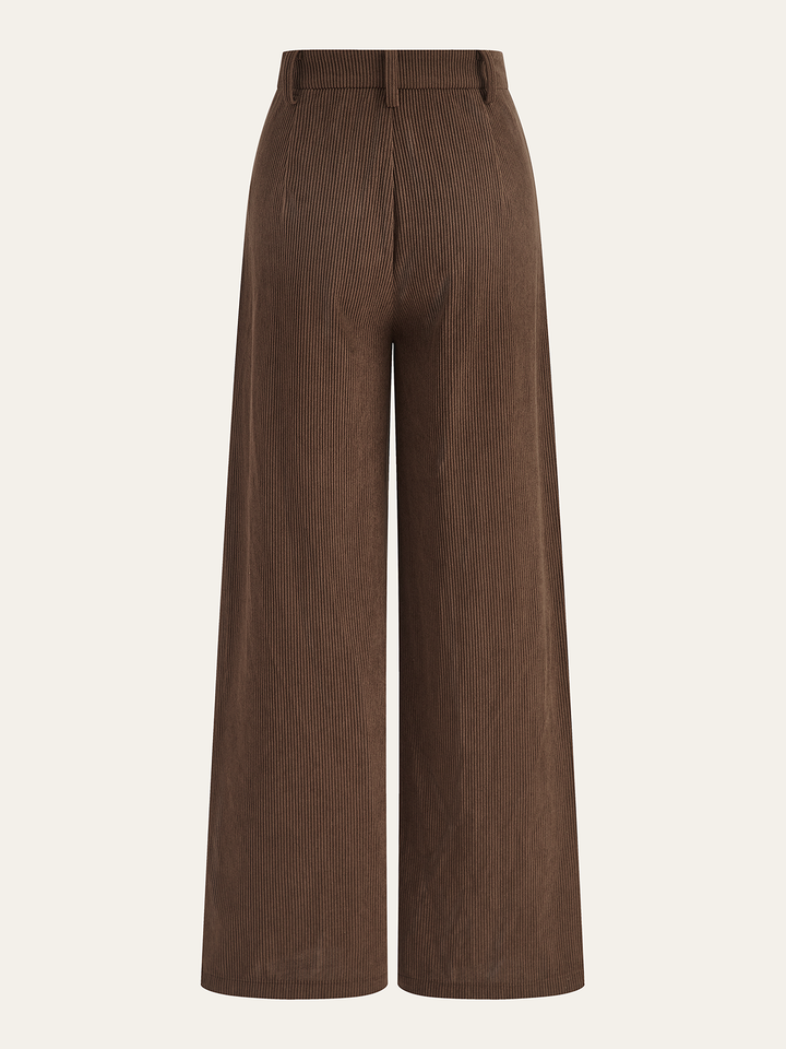 Pantalons plissés en velours côtelé à jambes larges