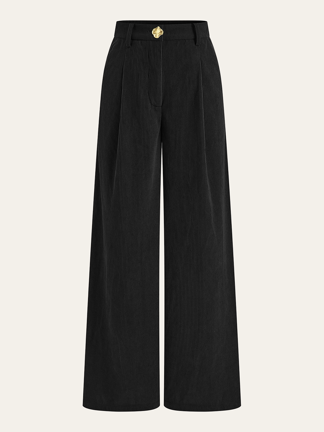 Pantalons plissés en velours côtelé à jambes larges
