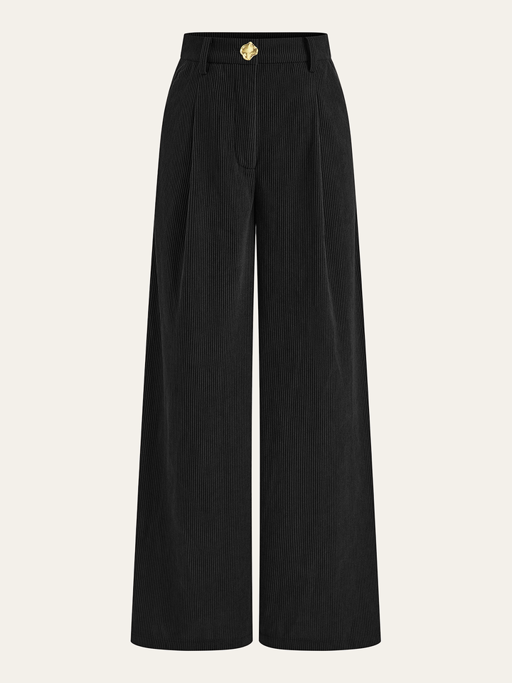 Pantalons plissés en velours côtelé à jambes larges