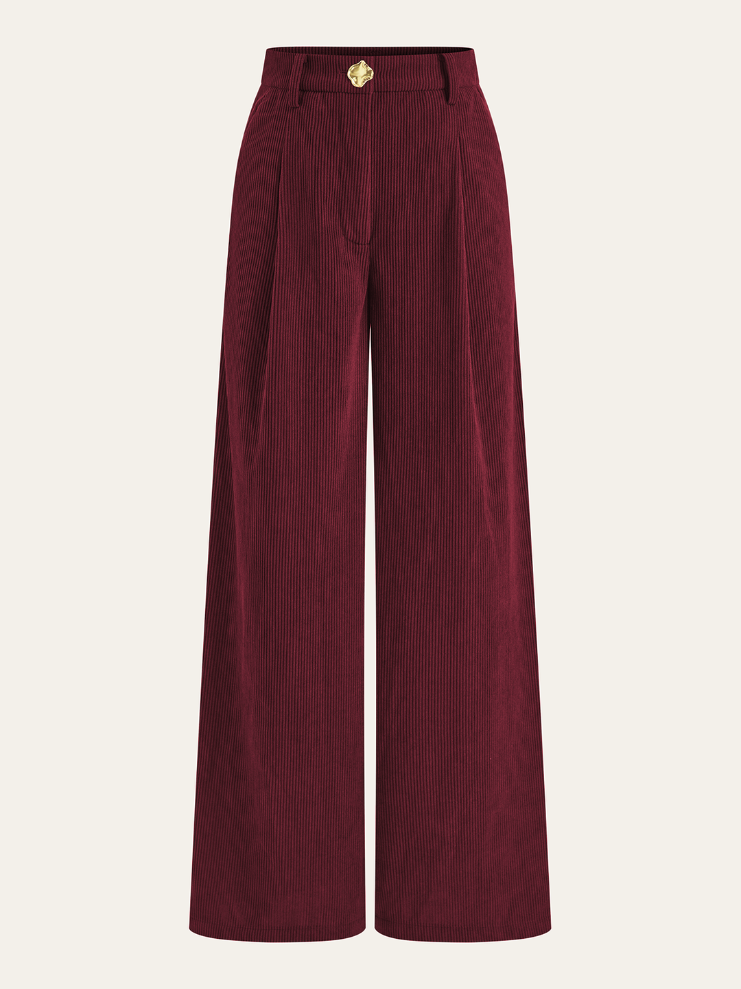 Pantalons plissés en velours côtelé à jambes larges