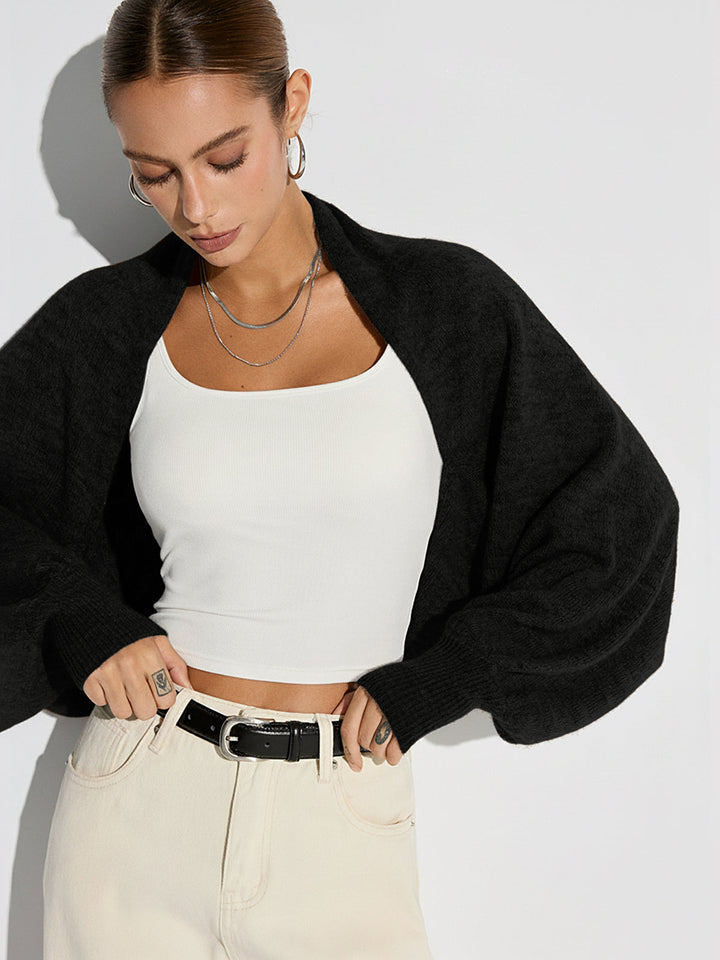 Cardigan Oversized en Mélange de Laine à Manches Chauve-Souris