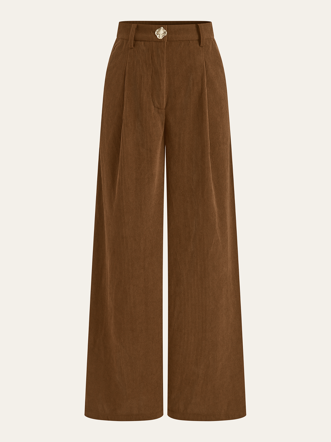 Pantalons plissés en velours côtelé à jambes larges