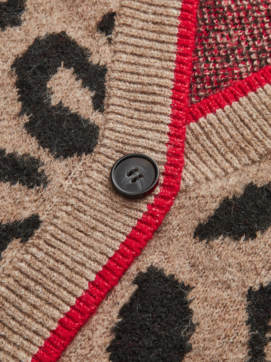 Cardigan en Tricot Imprimé Léopard Cerise