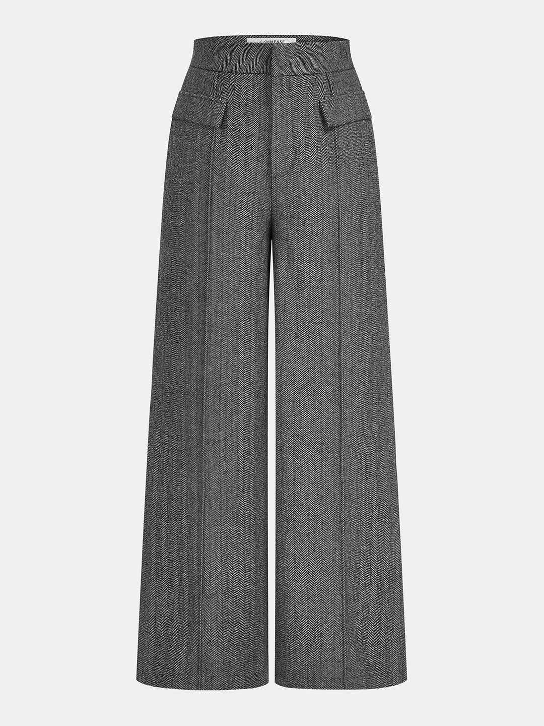 Pantalon large en tweed à chevrons