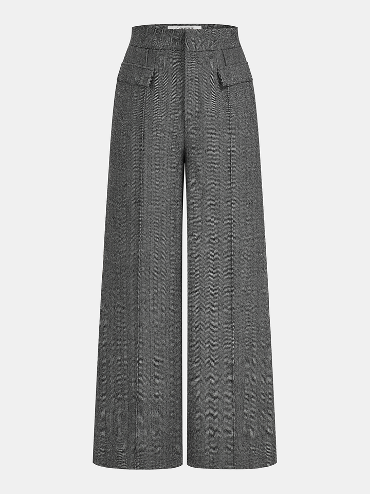 Pantalon large en tweed à chevrons
