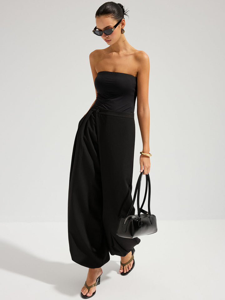 Pantalon large à superposition asymétrique
