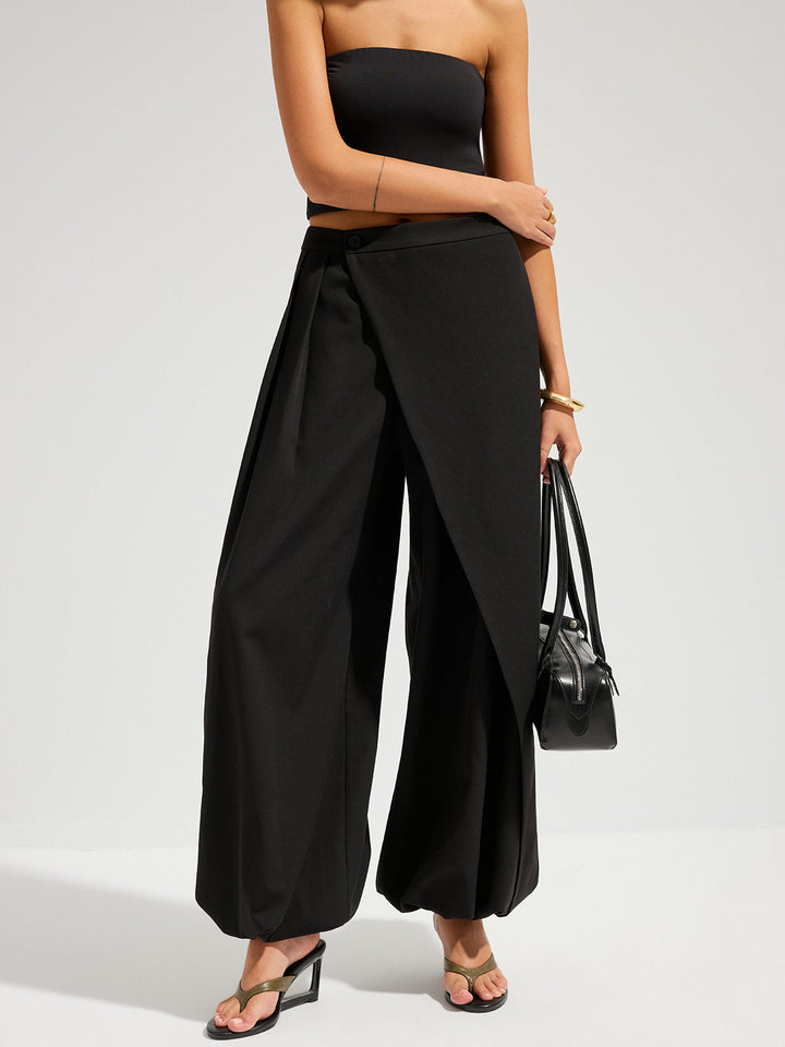 Pantalon large à superposition asymétrique