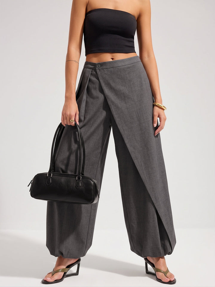 Pantalon large à superposition asymétrique