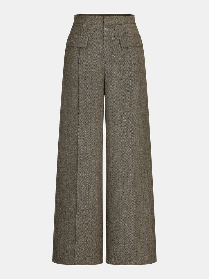 Pantalon large en tweed à chevrons