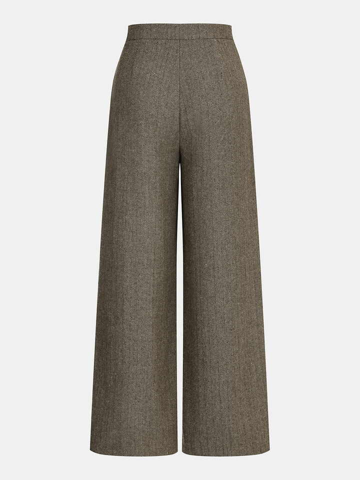 Pantalon large en tweed à chevrons