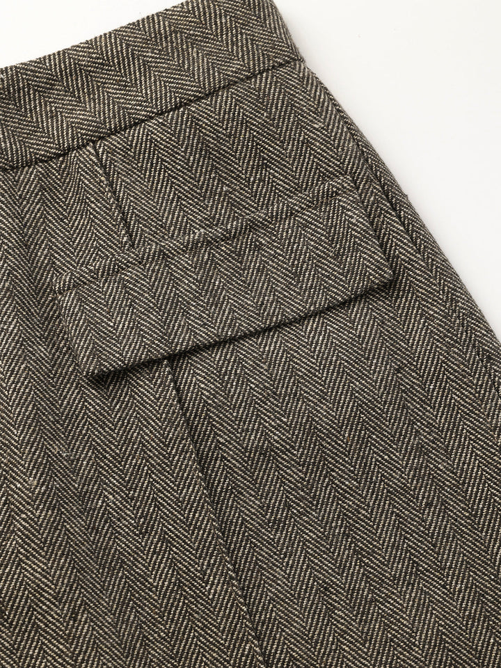 Pantalon large en tweed à chevrons