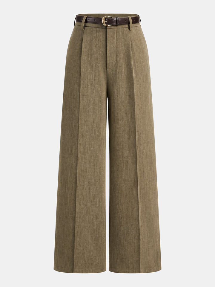 Pantalons larges plissés ceinturés sur mesure