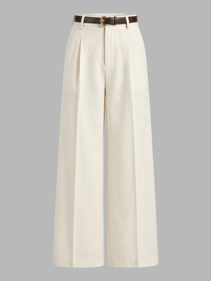 Pantalons larges plissés ceinturés sur mesure