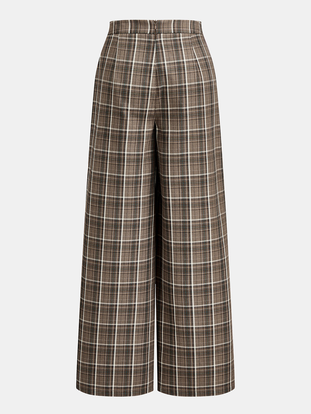 Pantalon droit à rayures latérales en tartan