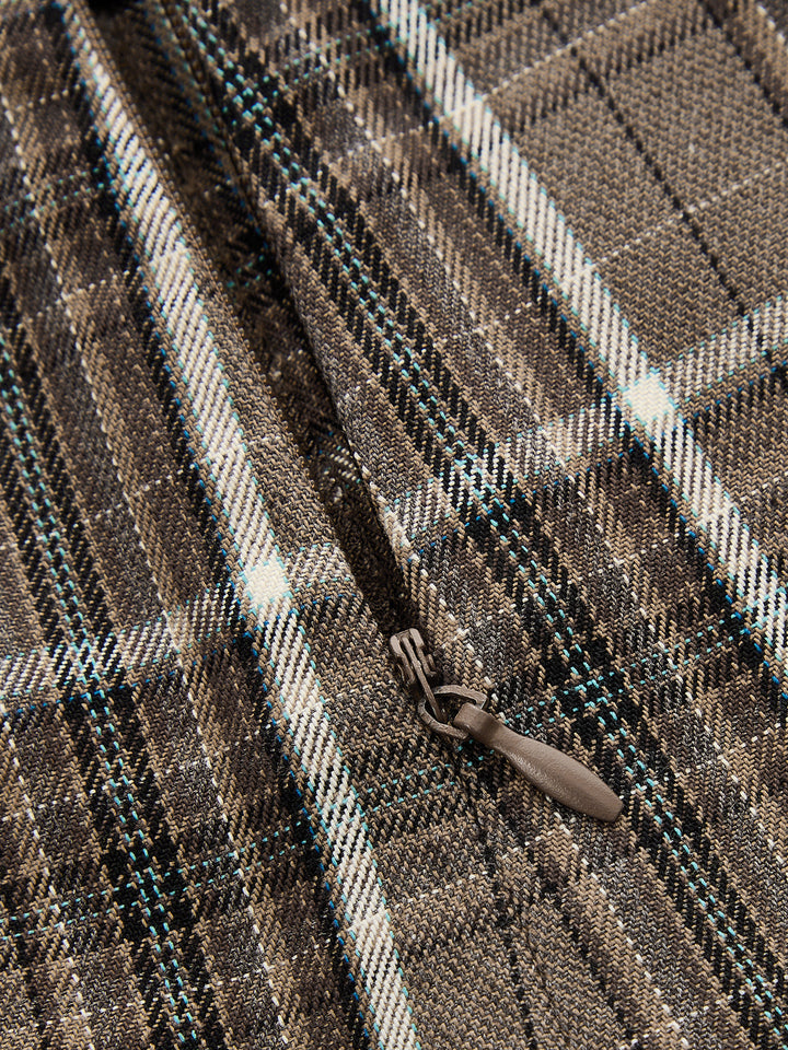 Pantalon droit à rayures latérales en tartan