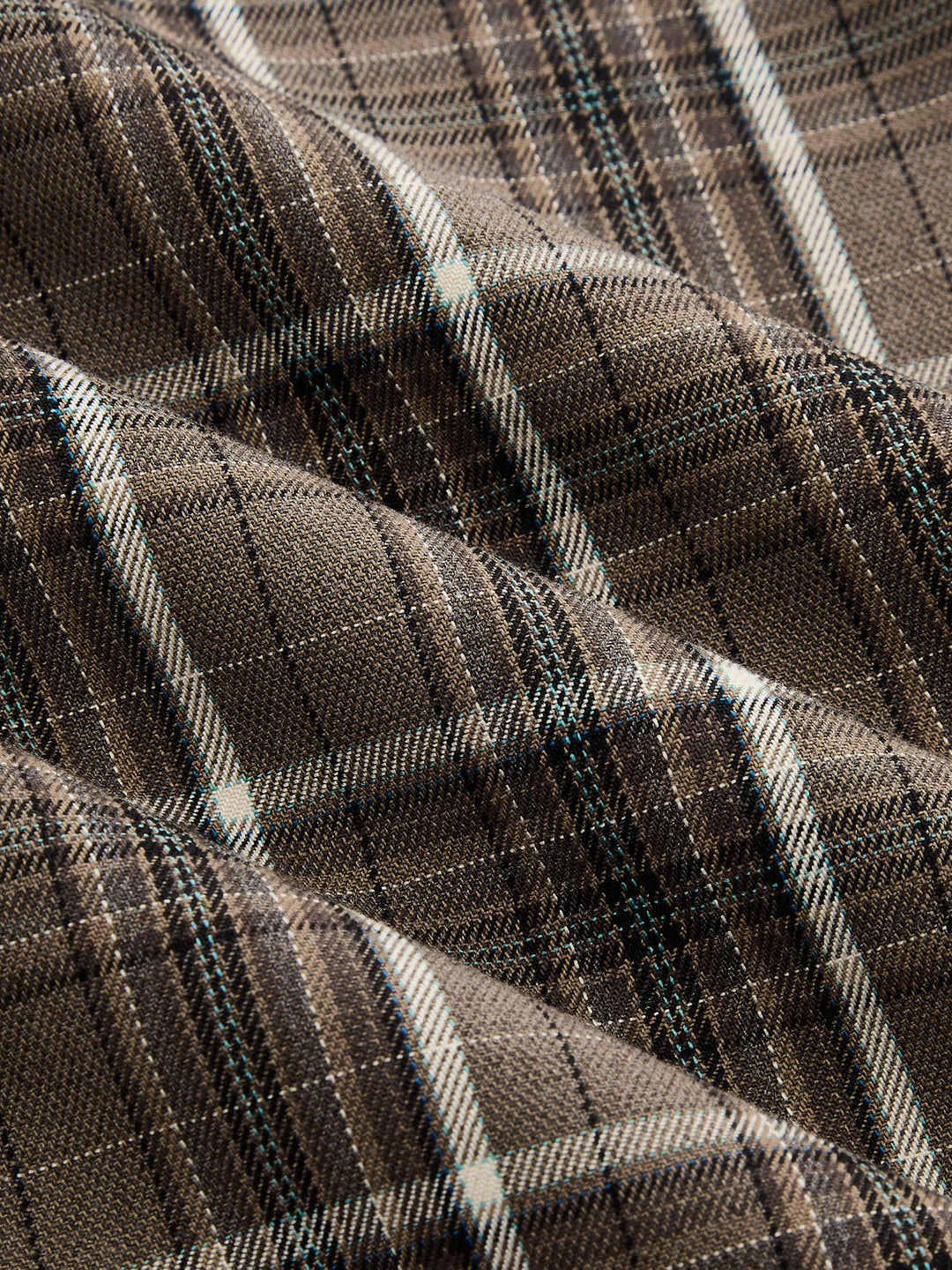 Pantalon droit à rayures latérales en tartan