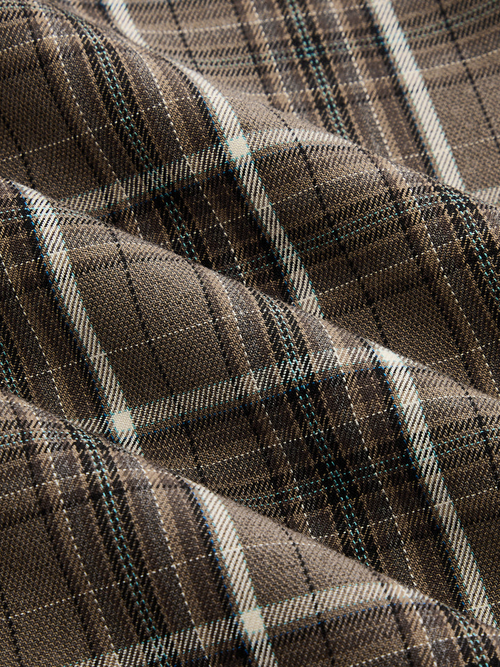 Pantalon droit à rayures latérales en tartan