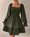 Rosalie | Robe Mini à Manches Longues Smockée
