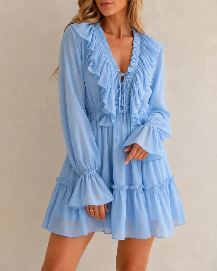 Elowen | Robe Mini à Volants et Décolleté en V
