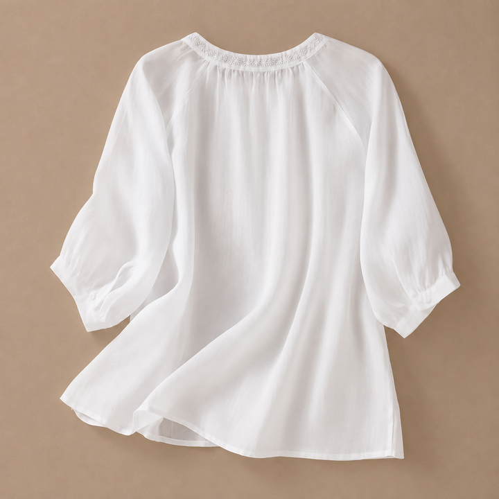 Blouse en coton et lin à fleurs Alessa