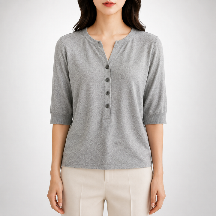 Top en Tricot à Col Fendu Ada