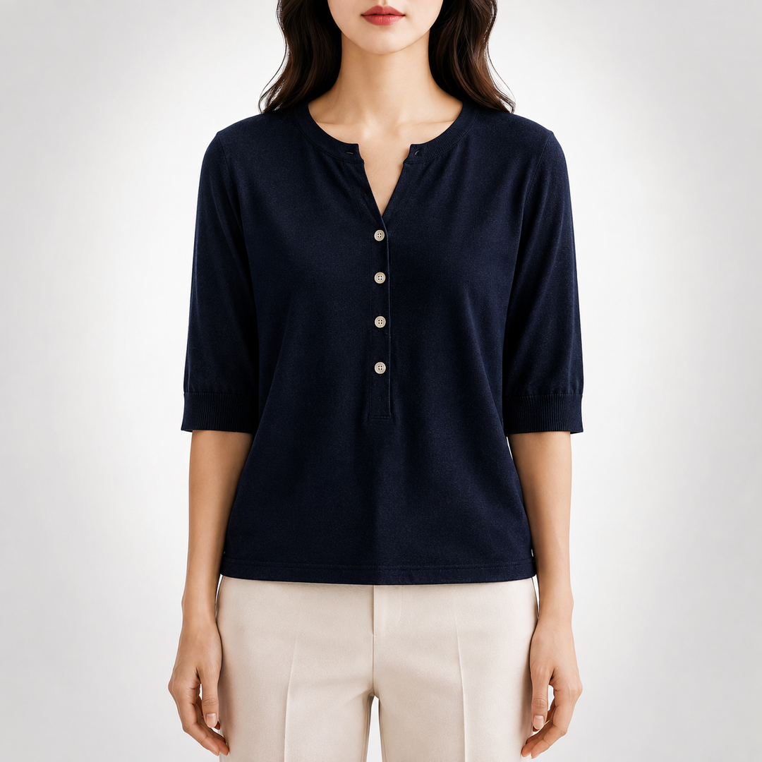 Top en Tricot à Col Fendu Ada