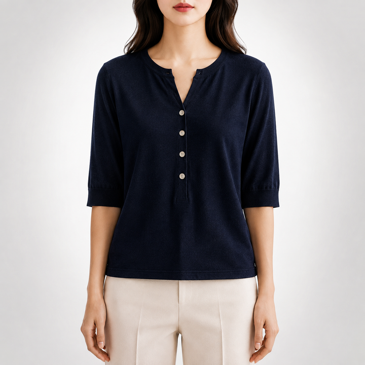 Top en Tricot à Col Fendu Ada